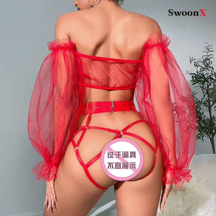 Sexy Lace Mesh Lingerie Set - Tempting Uniform Ensemble - SwoonX